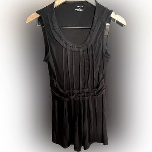 Grace Elements Womens Top Sleeveless Black Career Pleated Stretch Medium